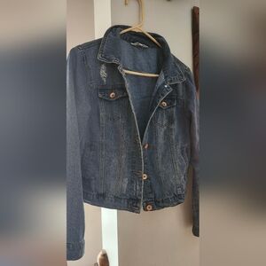 Classic Blue Denim Jacket With A Little Bit Of Distressing